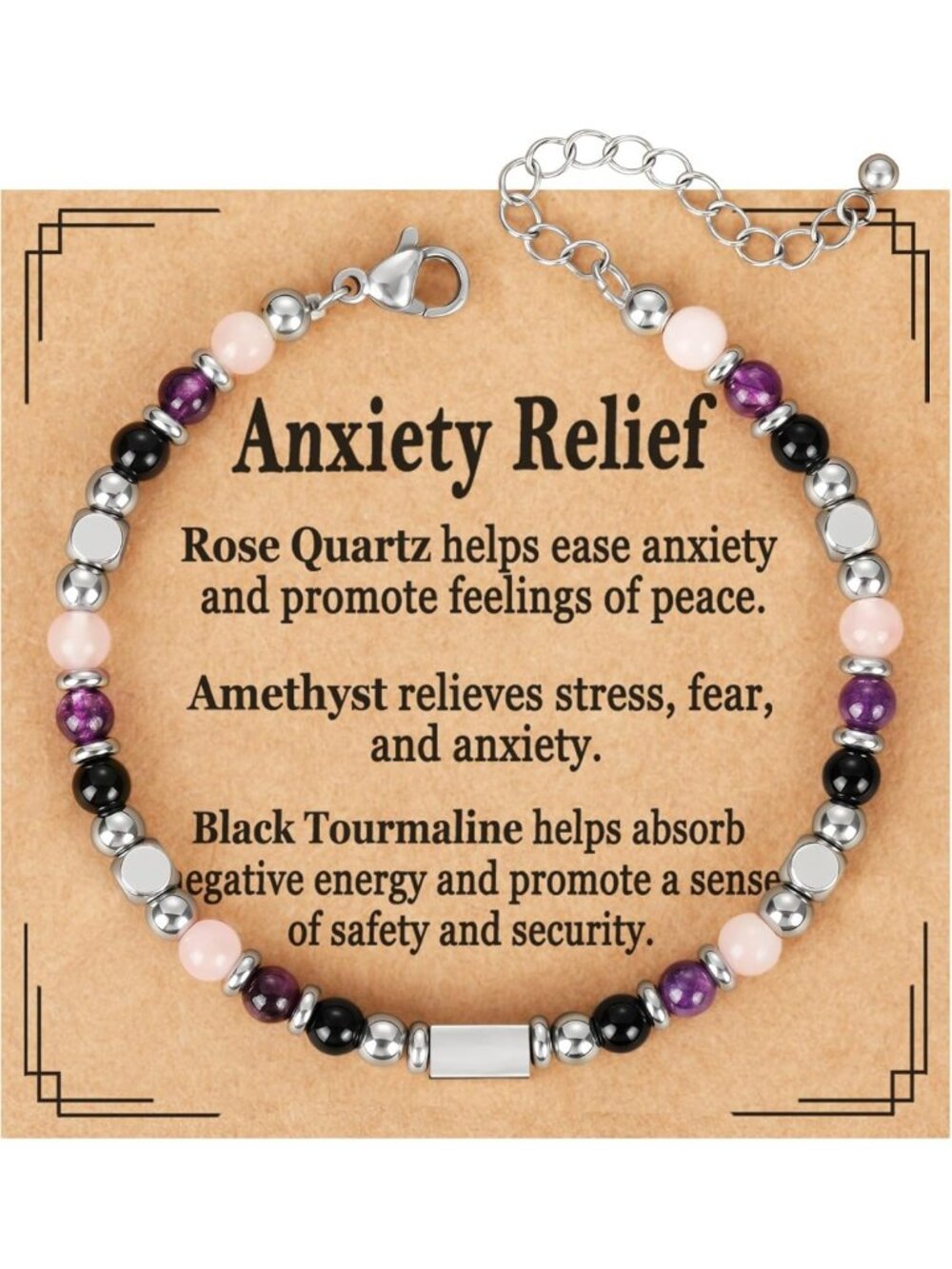 Healing Crystal Bracelet for Women - Triple Protection, Anxiety Relief, Good
